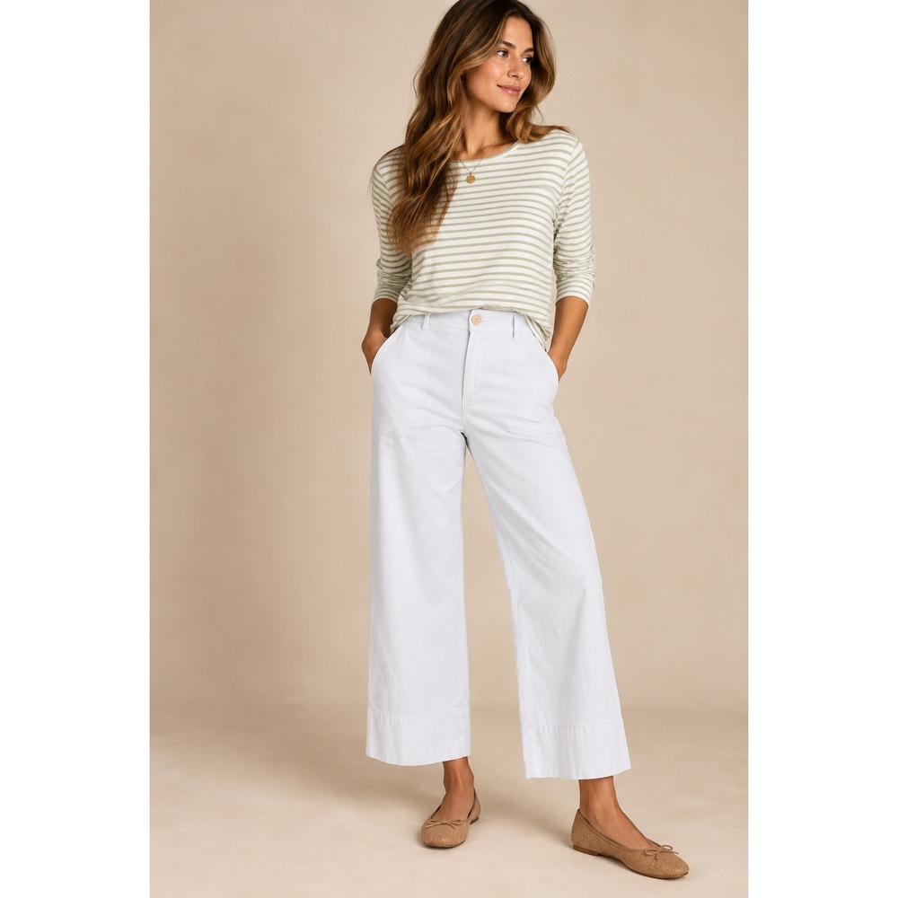 Spanx Stretch Twill Cropped Wide Leg Pants White Size M Sx4Kxhslcwn3Phm